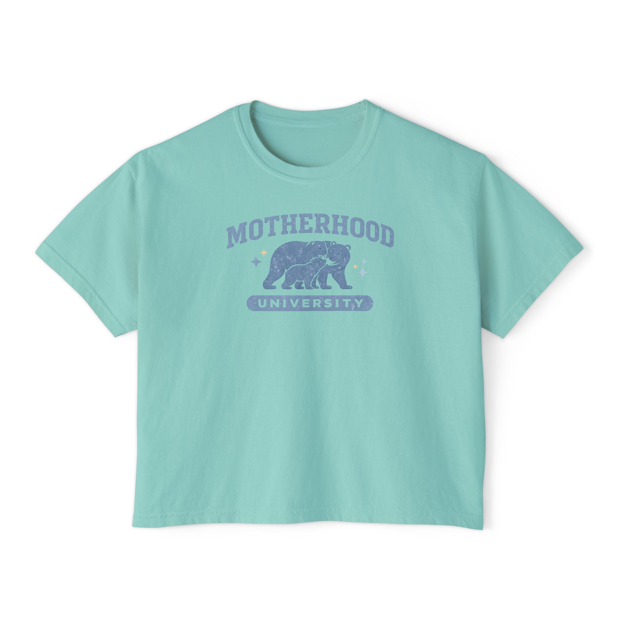 Motherhood University Women's Boxy Tee — Mom Life Graphic Shirt