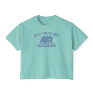 Motherhood University Women's Boxy Tee — Mom Life Graphic Shirt