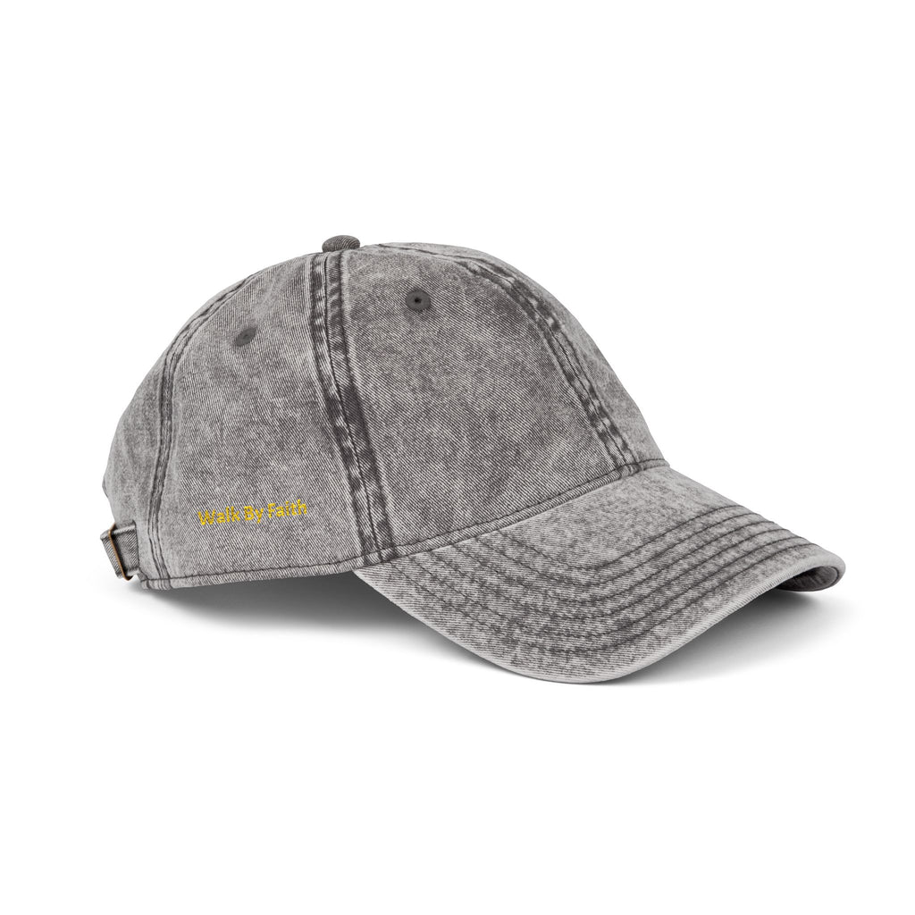 Embroidered Vintage Grey Cap with Purple Heat Cross Patch
