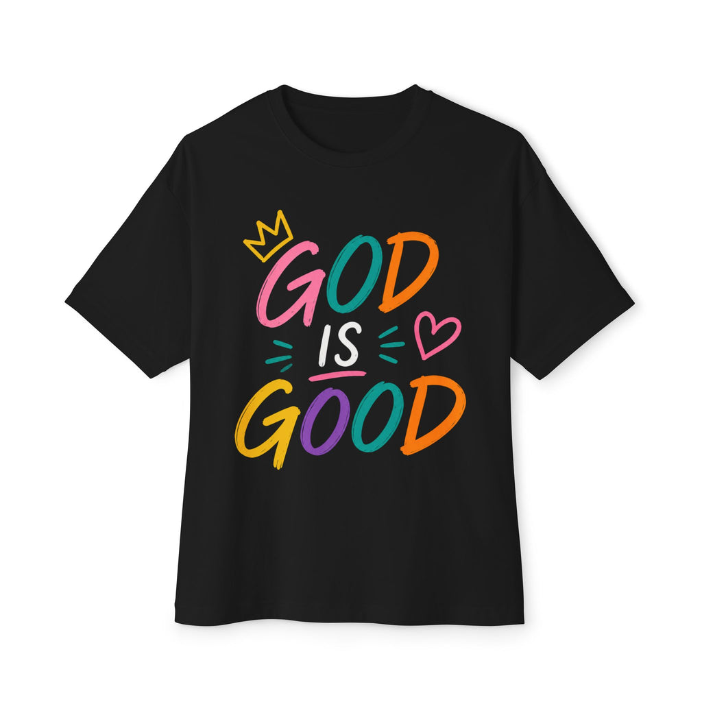 God Good All The Time Graphic Tee — Colorful Christian Faith Oversized T‑Shirt
