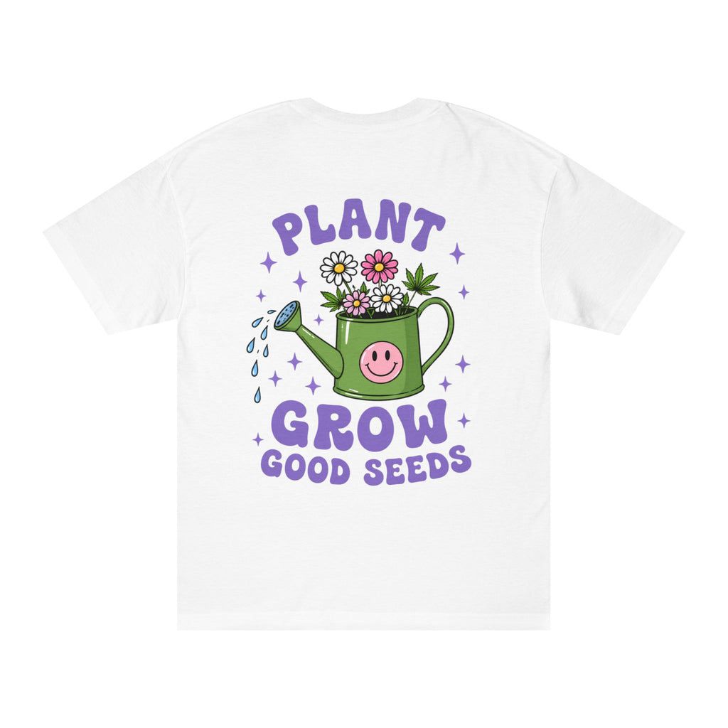 Plant Grow Tee – 'Plant Grow Good Seeds' Watering Can Flower T-Shirt