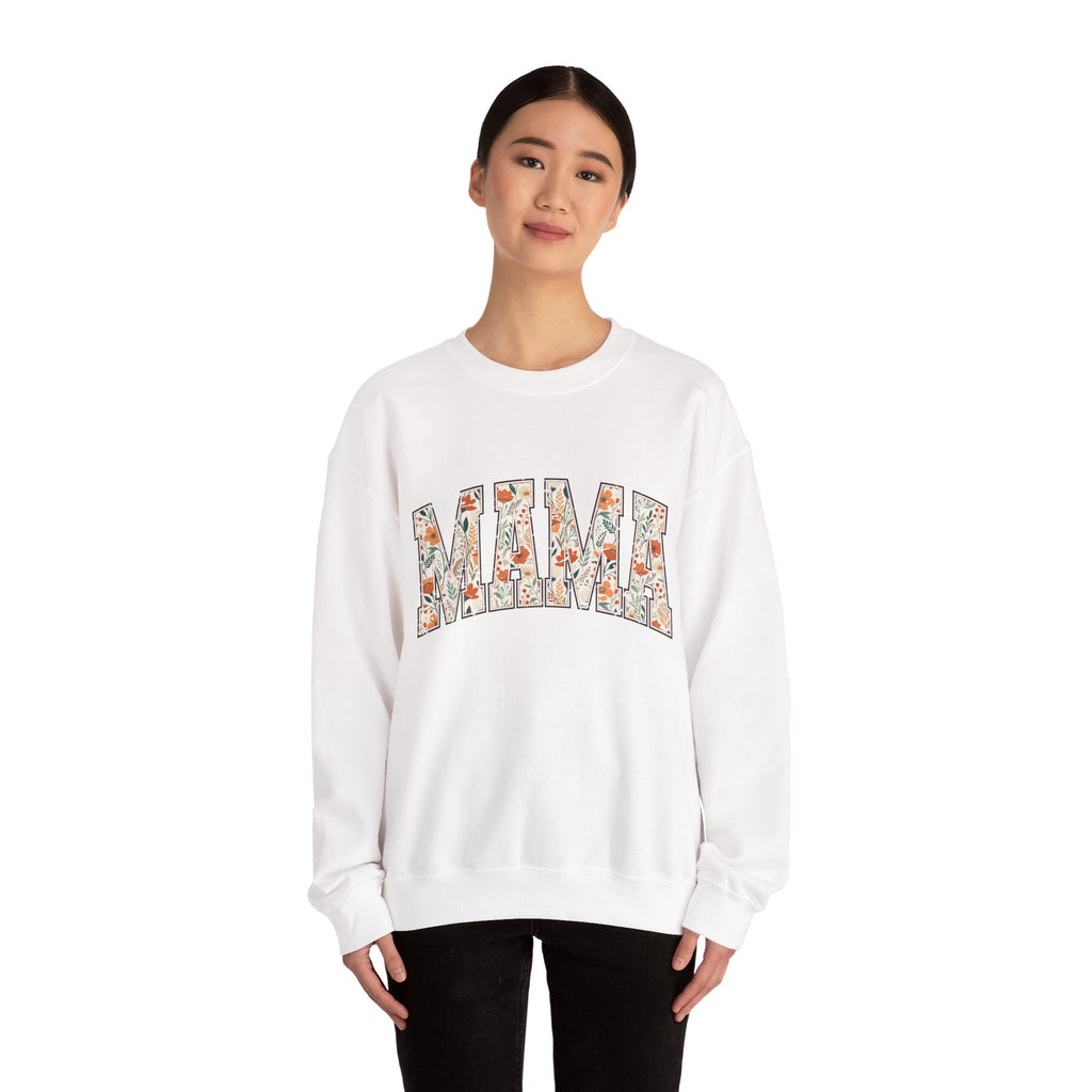 Mama Floral Crewneck Sweatshirt — Floral Block Letter MAMA Pullover