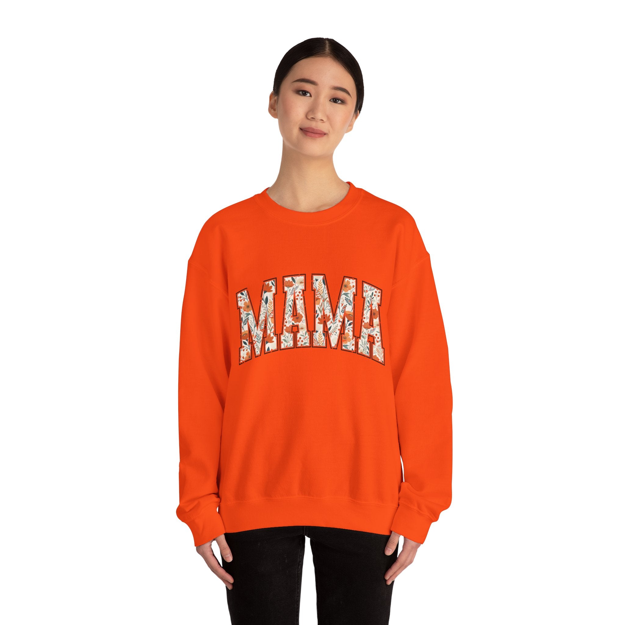Mama Floral Crewneck Sweatshirt — Floral Block Letter MAMA Pullover