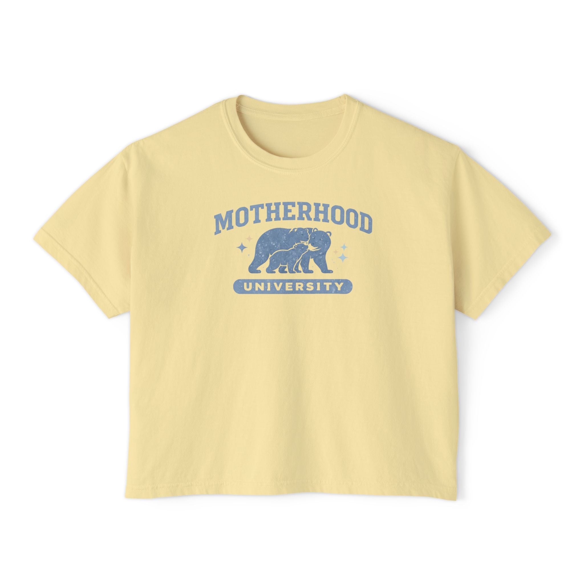 Motherhood University Women's Boxy Tee — Mom Life Graphic Shirt