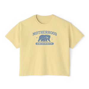Motherhood University Women's Boxy Tee — Mom Life Graphic Shirt