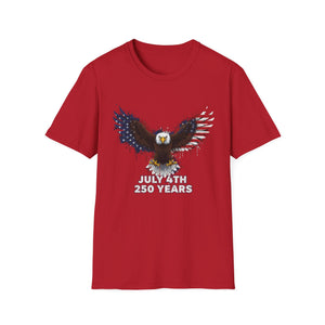 July 4th 250 Years Eagle T-Shirt — Patriotic American Flag Bald Eagle Tee