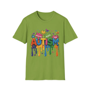 Autism Awareness Drip Graphic T-Shirt – Colorful Puzzle Heart Design