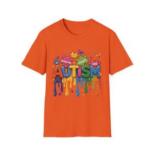 Autism Awareness Drip Graphic T-Shirt – Colorful Puzzle Heart Design