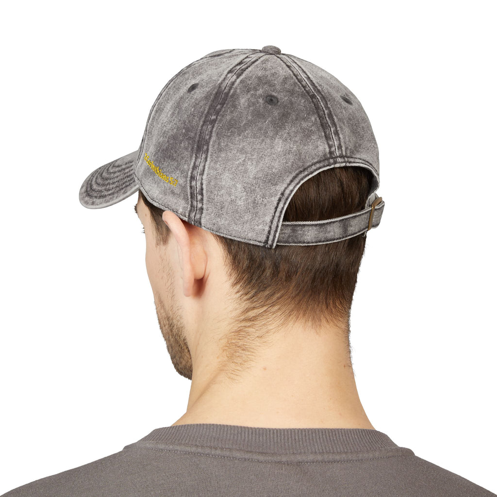 Embroidered Vintage Grey Cap with Purple Heat Cross Patch