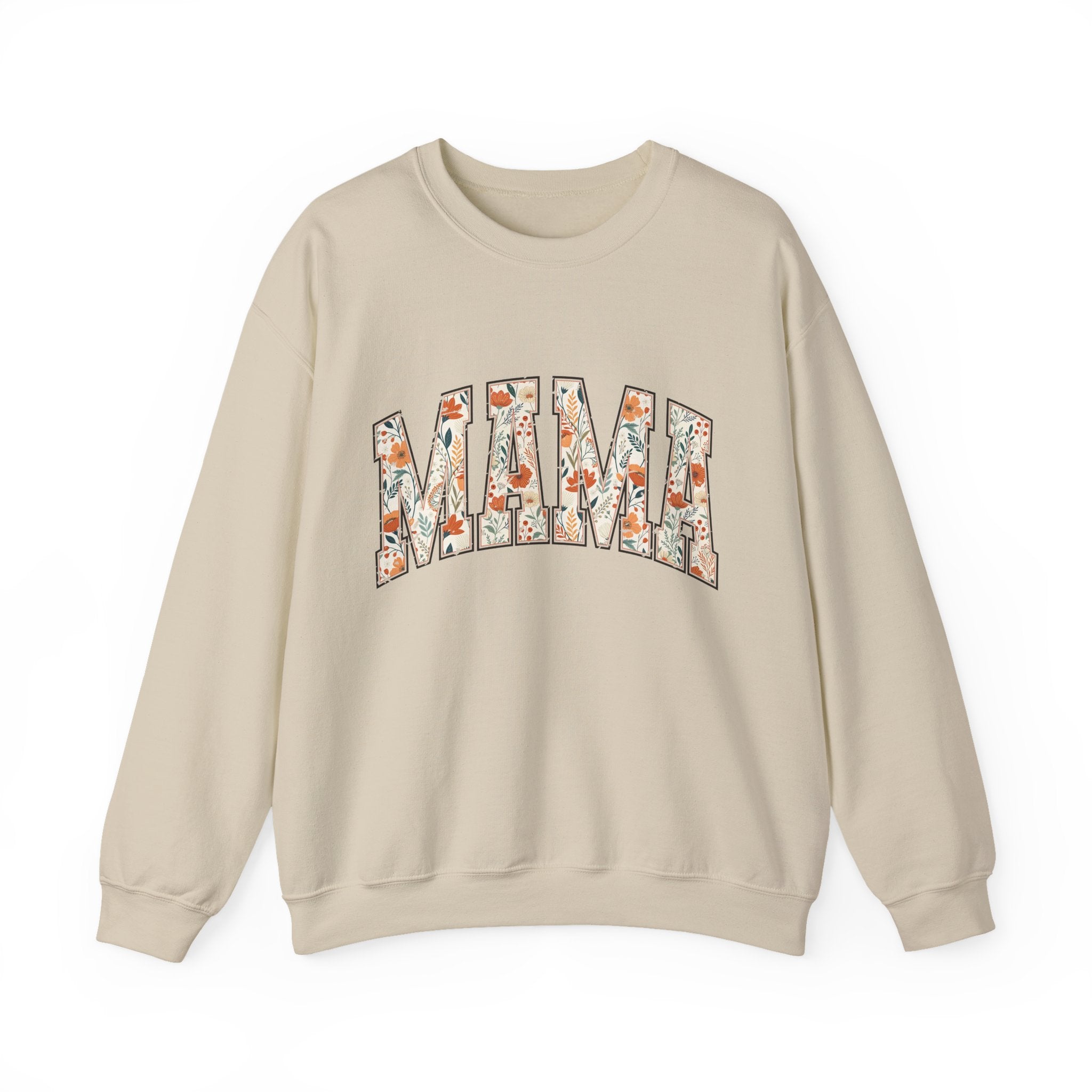 Mama Floral Crewneck Sweatshirt — Floral Block Letter MAMA Pullover