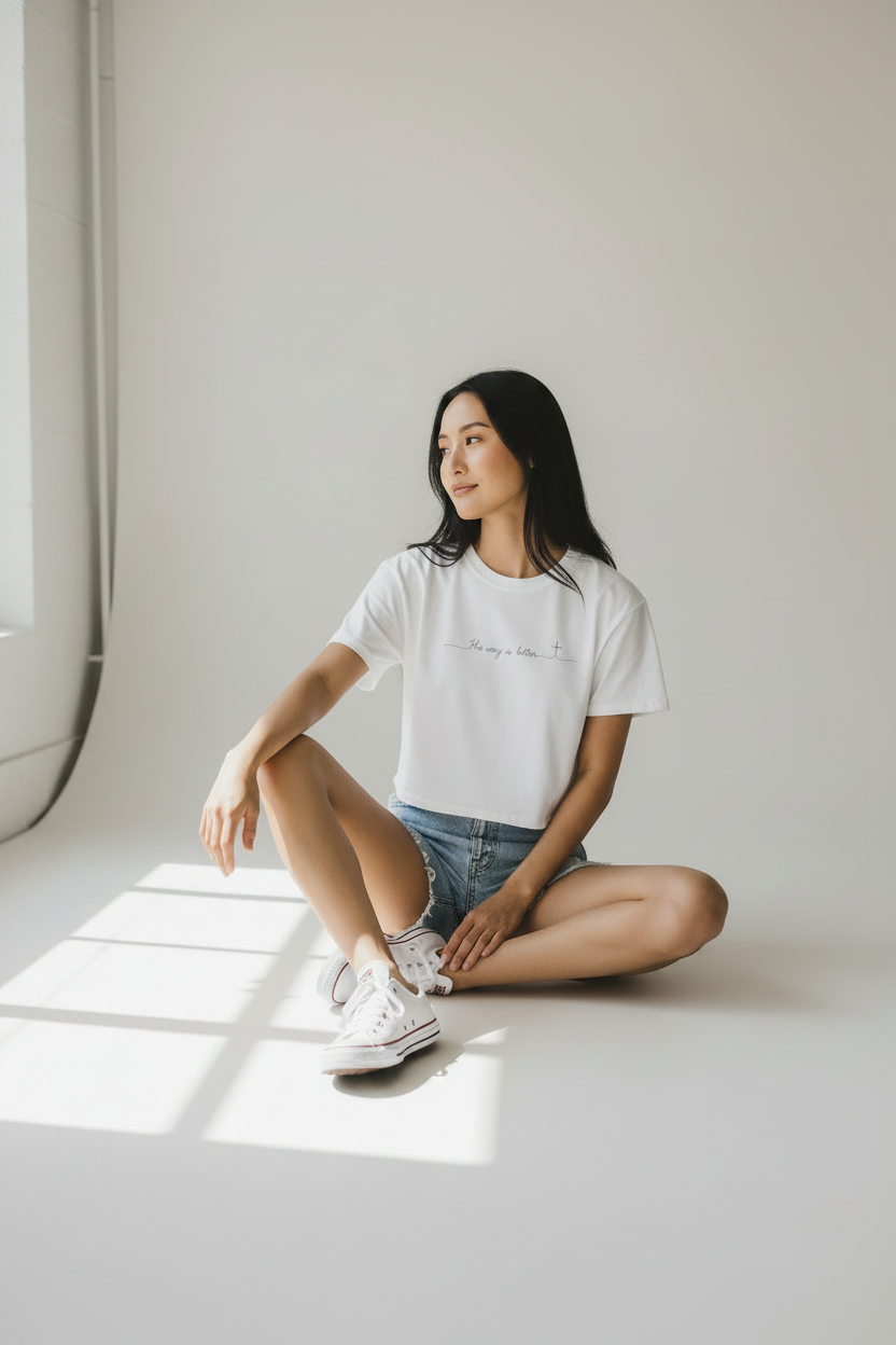 Women's Boxy Tee - Minimal 'He's Going to Listen' Script Tee, Casual Christian Inspirational Shirt