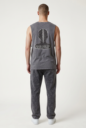Healing Takes Time Stonewash Tank Top — Mental Health Awareness Muscle Tank
