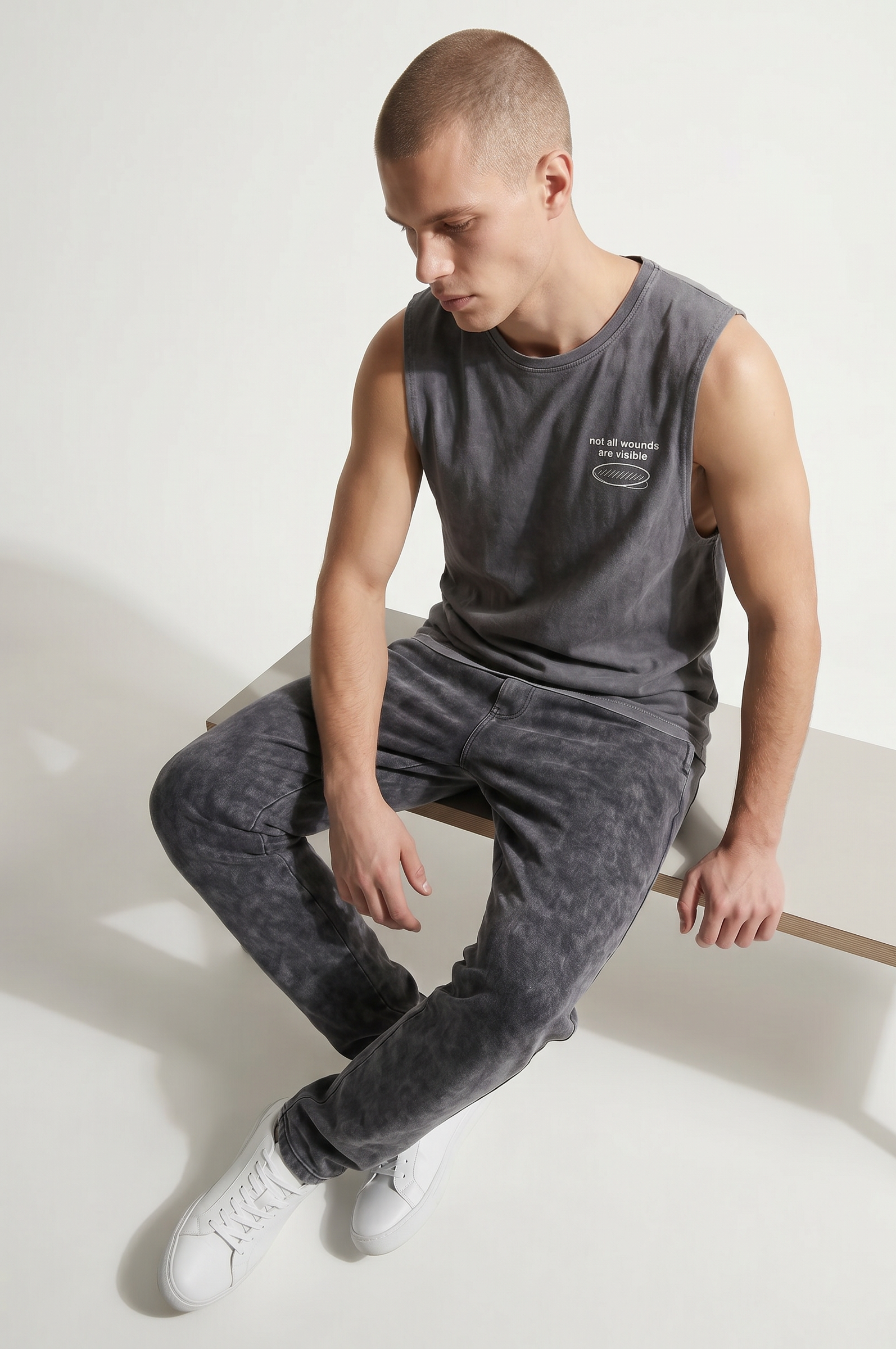 Healing Takes Time Stonewash Tank Top — Mental Health Awareness Muscle Tank