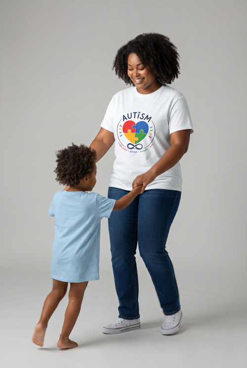 Autism Awareness Heart Puzzle T-Shirt — Love, Accept, Include Tee