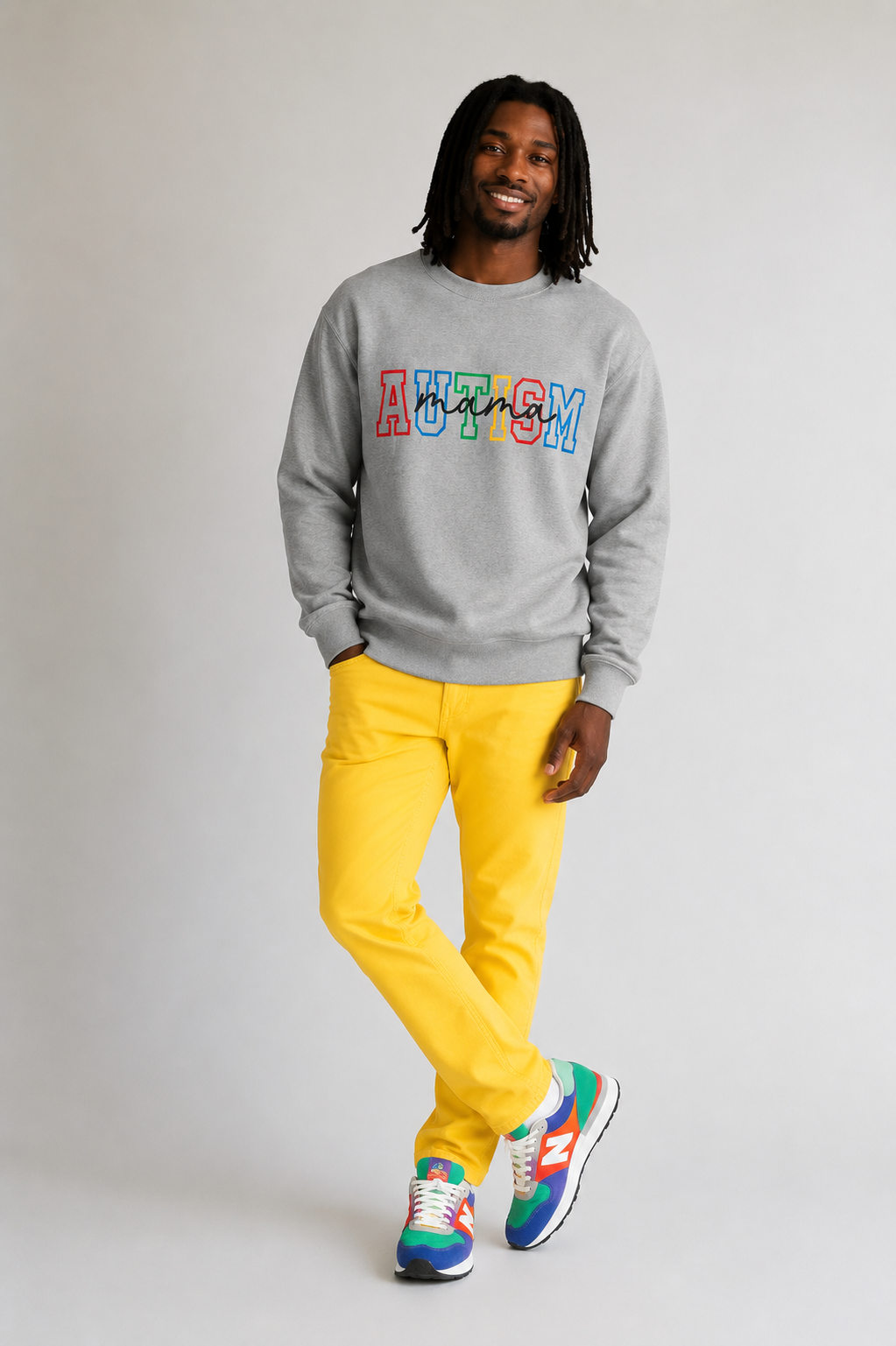 Autism Pride Crewneck Sweatshirt – Rainbow Block Letters "AUTISM"