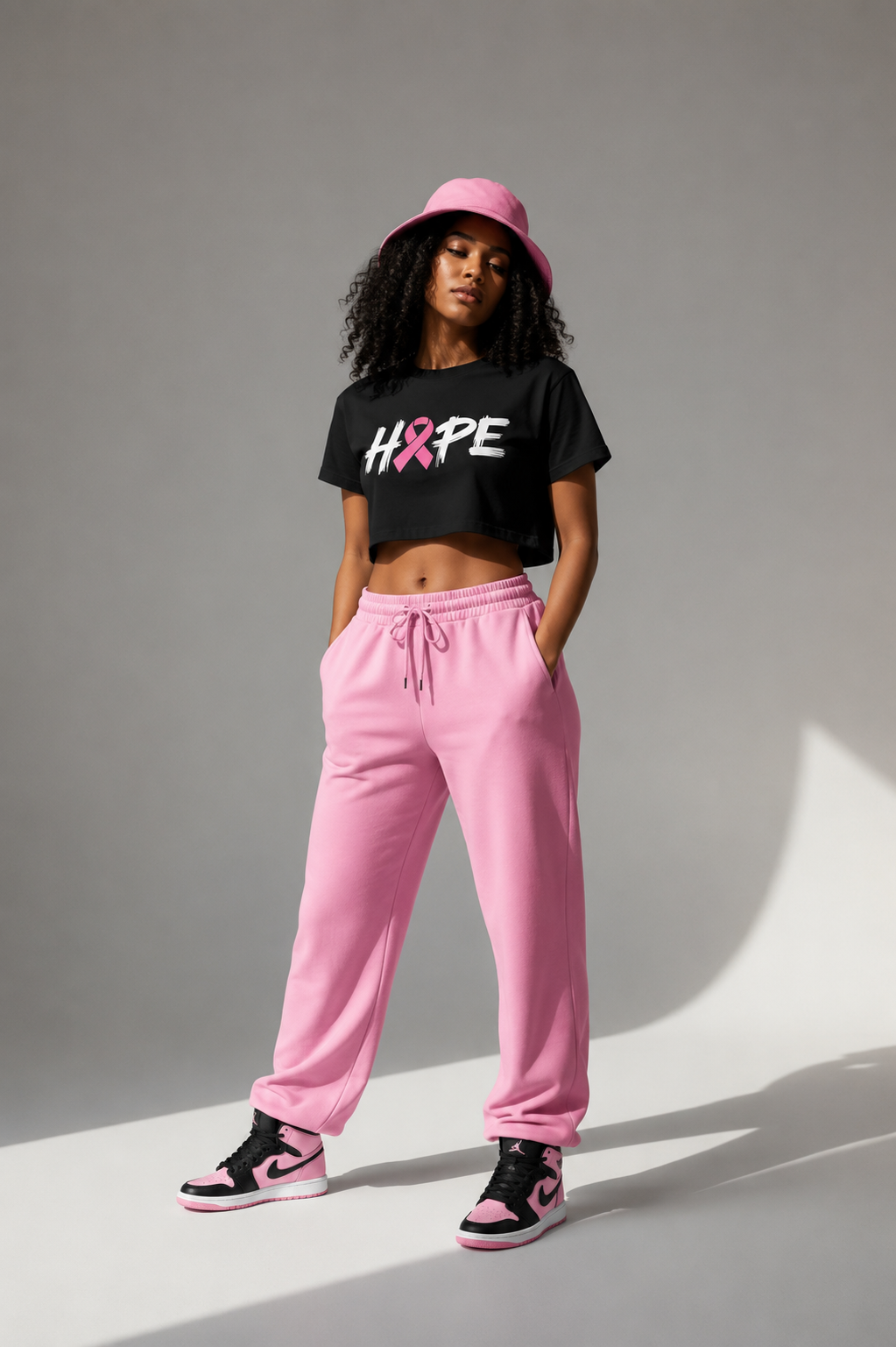 Hope Pink Ribbon Boxy Tee – Breast Cancer Awareness Women's Shirt