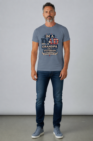 Dad Grandpa Veteran T-Shirt – “I’m a Dad, Grandpa and a Veteran” Patriotic Gift for Veterans & Fathers