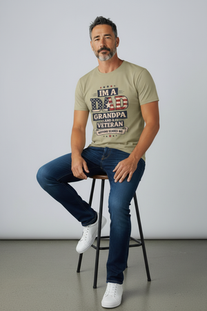 Dad Grandpa Veteran T-Shirt – “I’m a Dad, Grandpa and a Veteran” Patriotic Gift for Veterans & Fathers