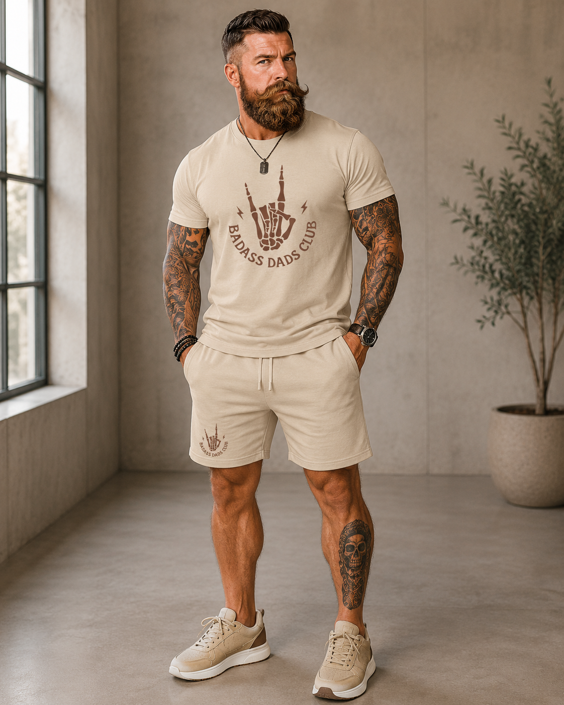 Badass Dads Club T-Shirt — Retro Skeleton Hand Rocker Tee for Cool Dads