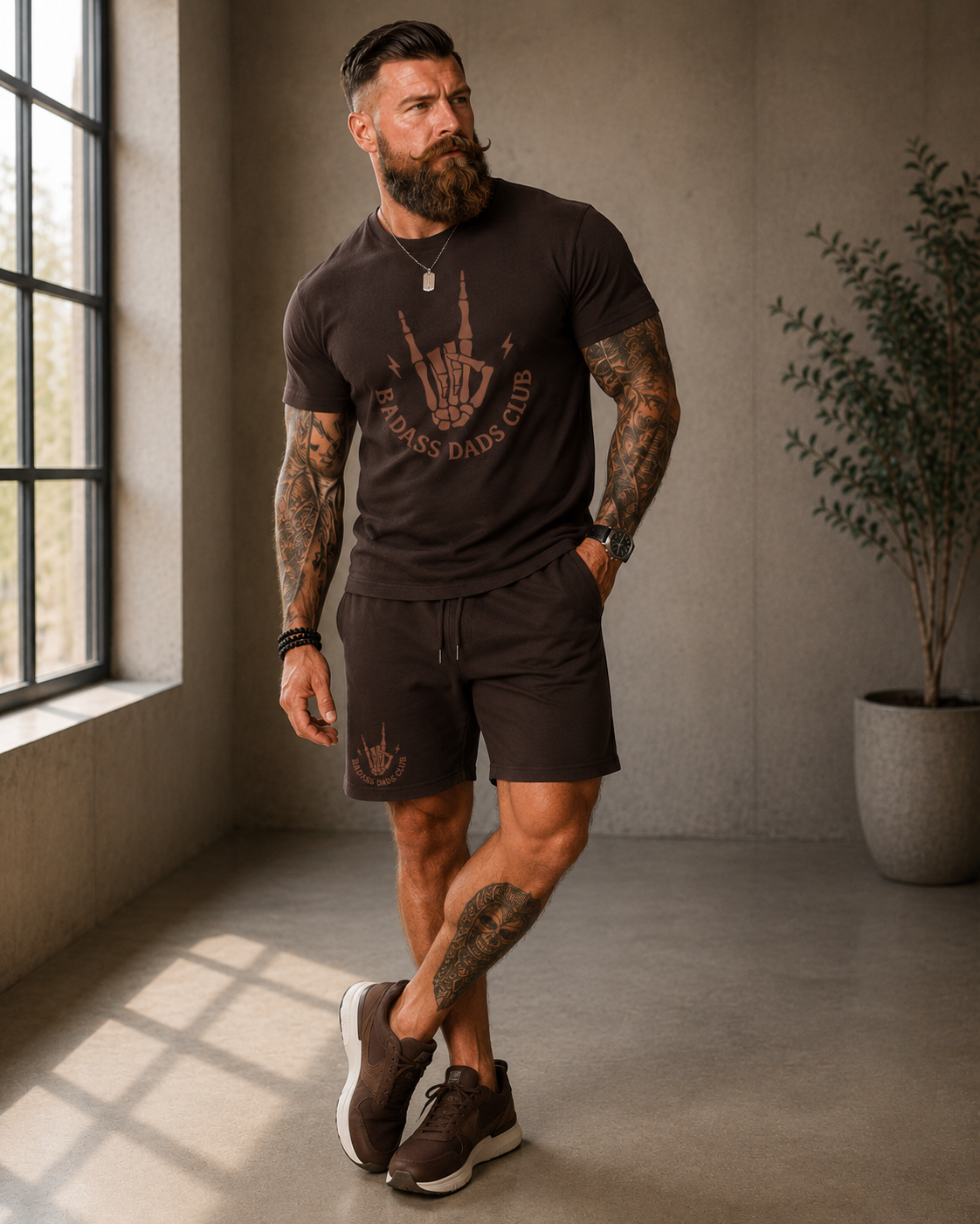 Badass Dads Club T-Shirt — Retro Skeleton Hand Rocker Tee for Cool Dads