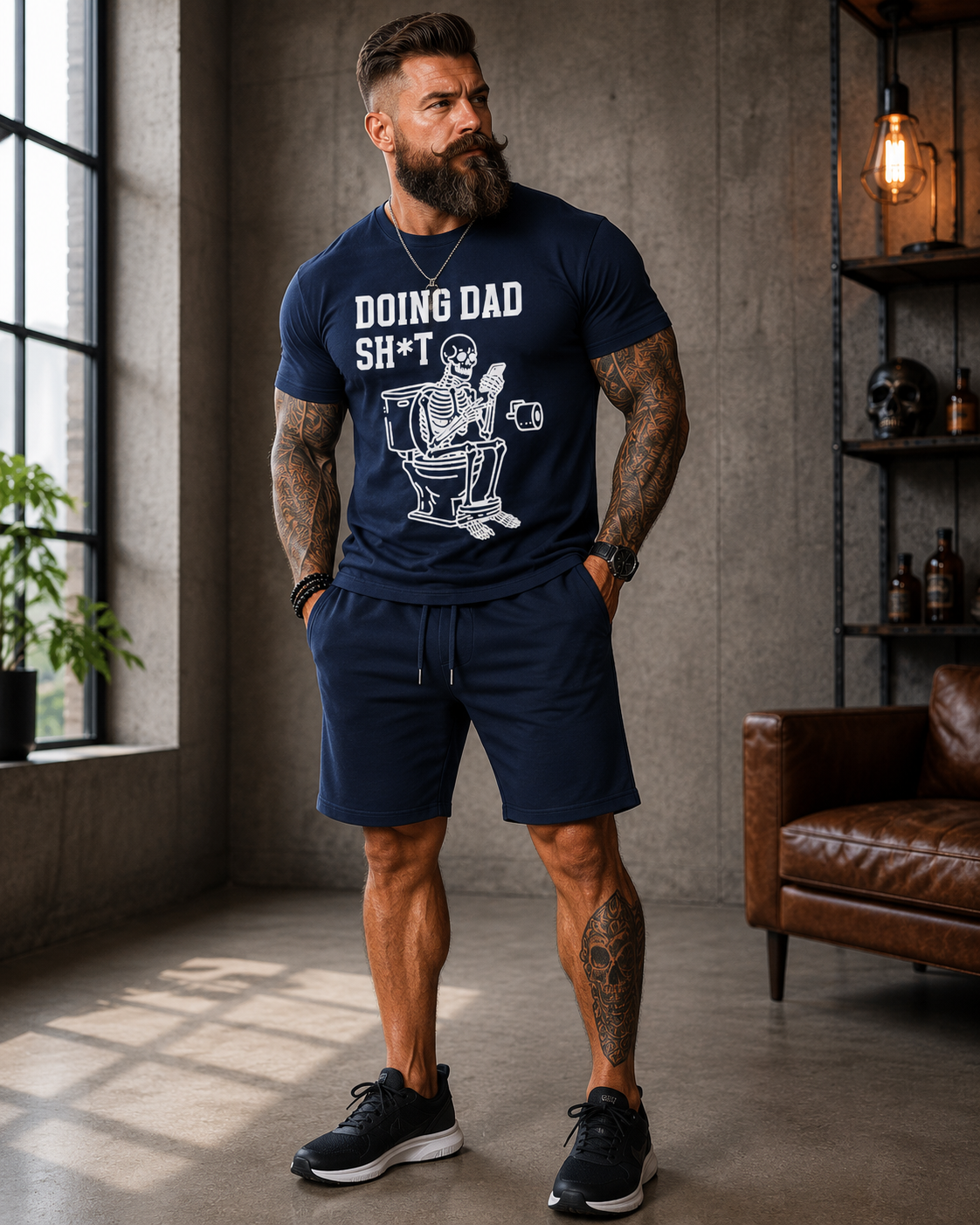 Funny 'Doing Dad Sh*t' T-Shirt - Skeleton Toilet Dad Humor Tee