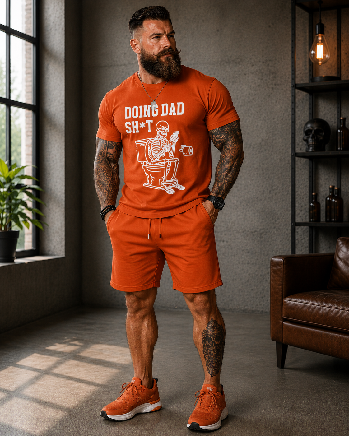 Funny 'Doing Dad Sh*t' T-Shirt - Skeleton Toilet Dad Humor Tee