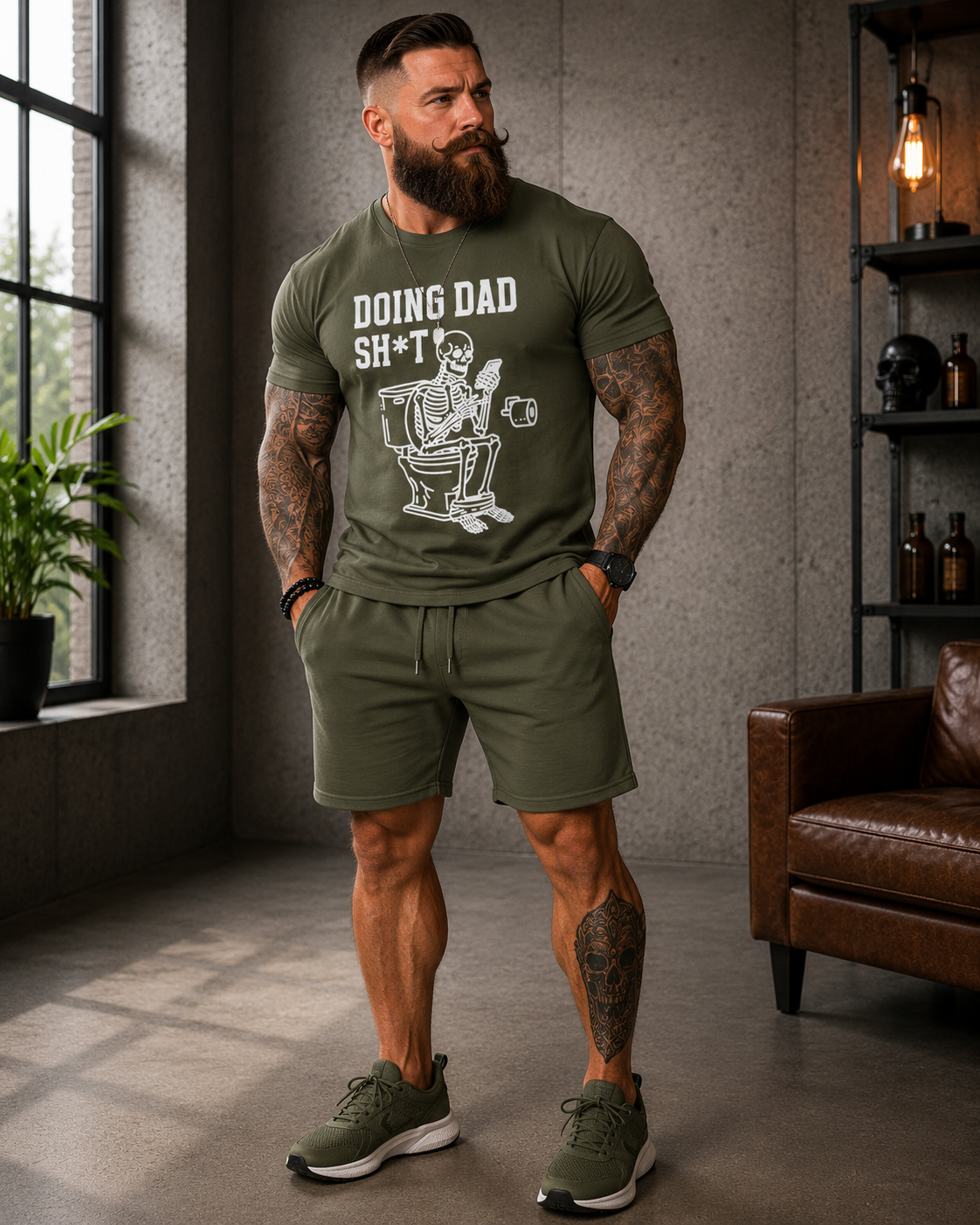 Funny 'Doing Dad Sh*t' T-Shirt - Skeleton Toilet Dad Humor Tee