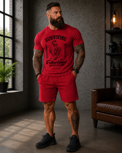 Surviving Fatherhood T-Shirt — "One Beer at a Time" Skeleton Dad Tee