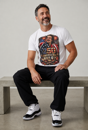 July 4th 250 Years Patriotic T-Shirt — American Flag Fireworks Tee