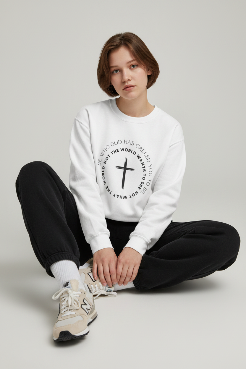 Christian Cross Crewneck Sweatshirt — "Not What the World Wants" Faith Graphic
