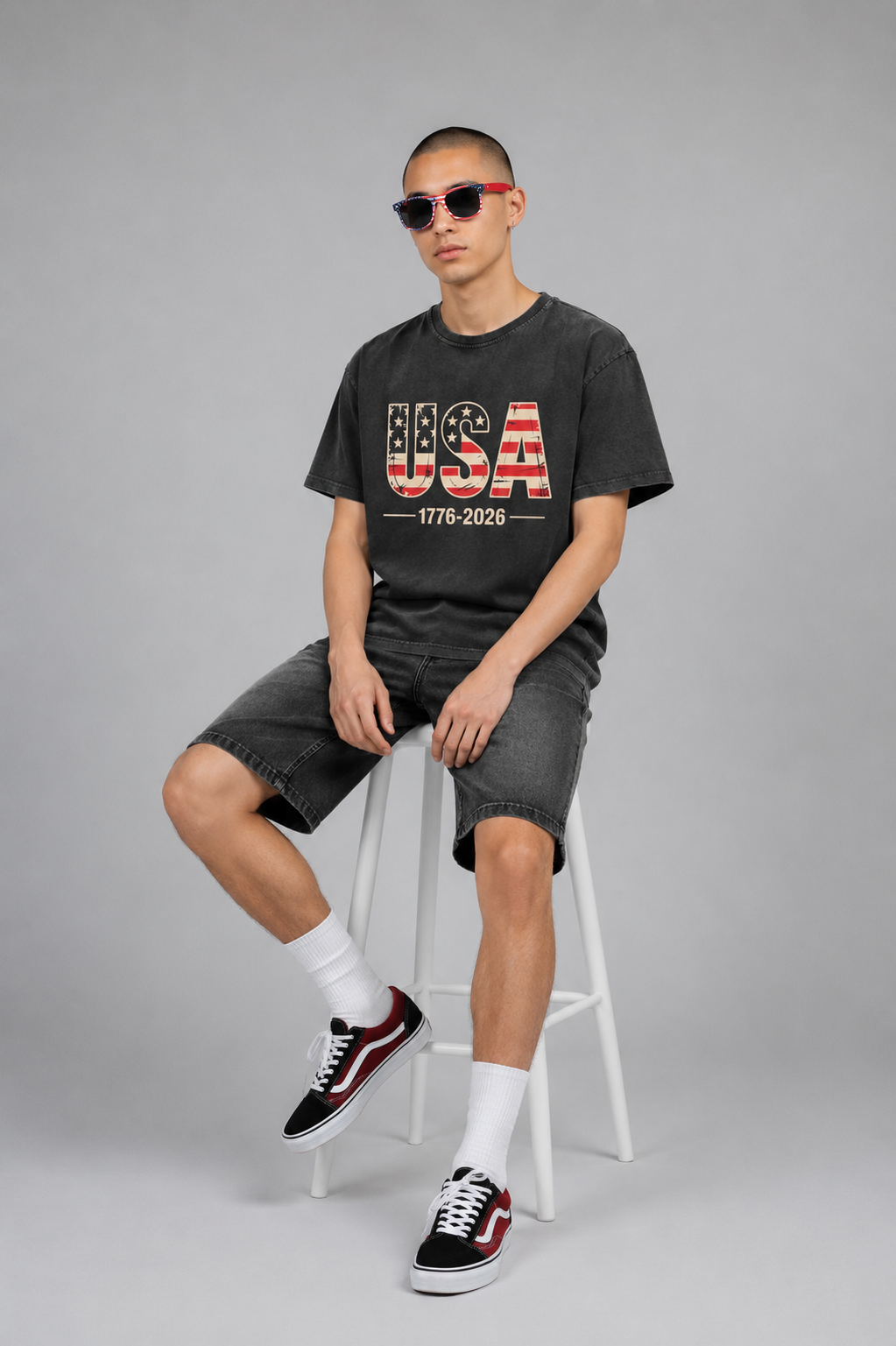 USA 1776-2026 Vintage Flag Tee