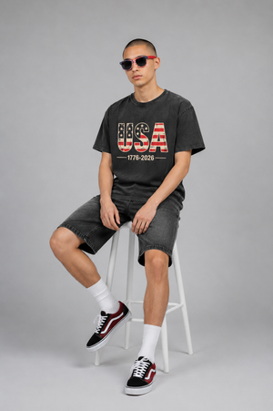 USA 1776-2026 Vintage Flag Tee