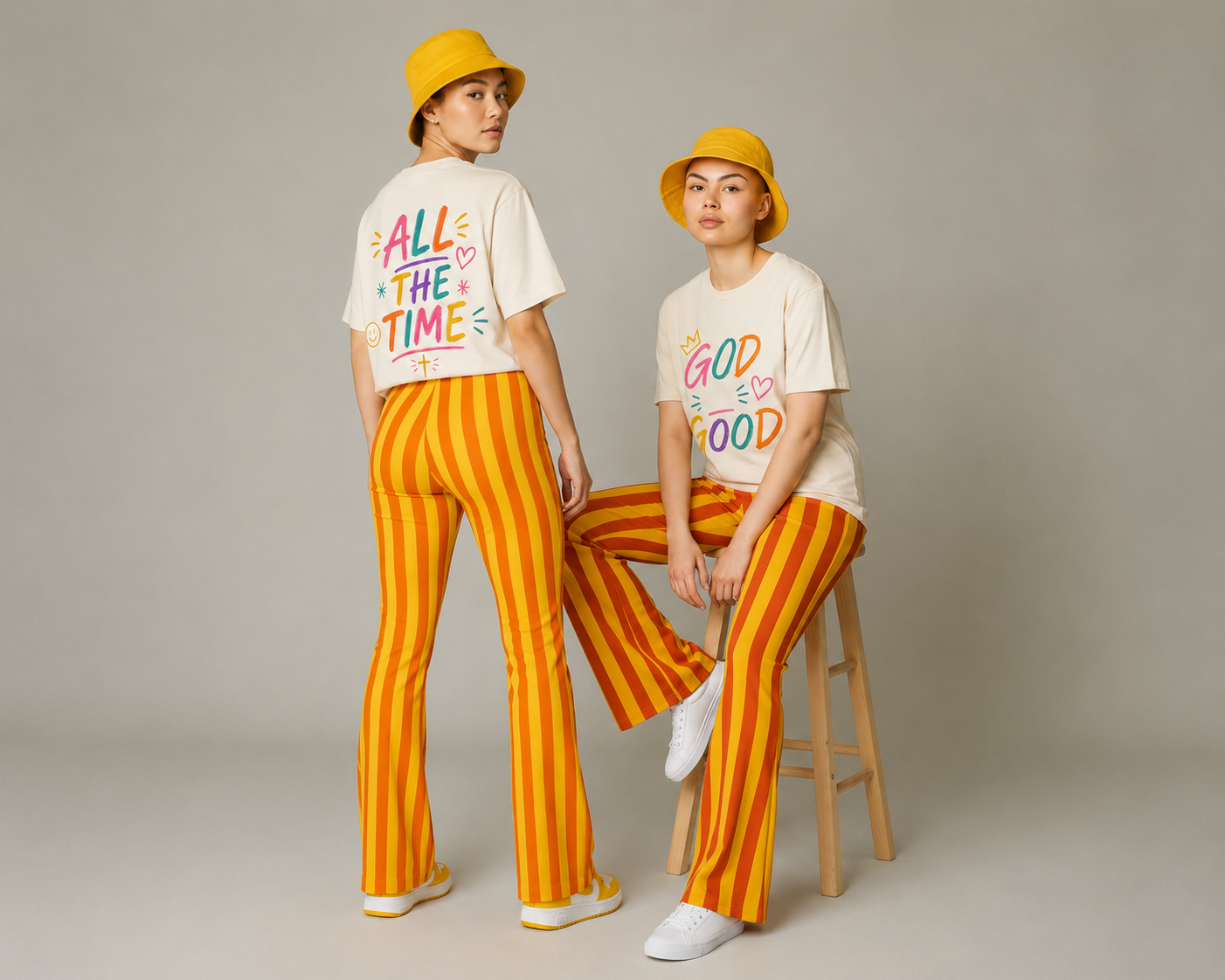 God Good All The Time Graphic Tee — Colorful Christian Faith Oversized T‑Shirt