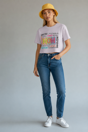 Mom Word Cloud Crop Tee — Inspirational Mother's Day Gift
