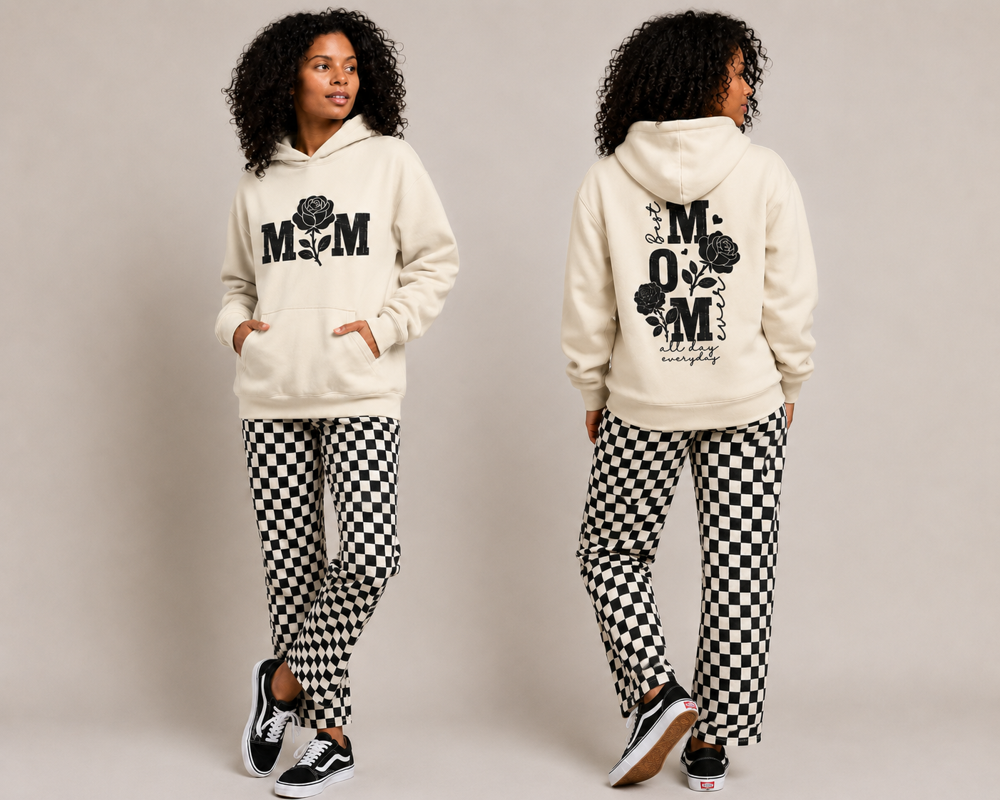 Mom Rose Hoodie — Floral "MOM" Pullover for Mother's Day & Everyday