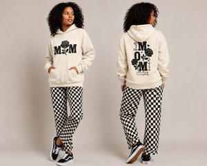 Mom Rose Hoodie — Floral "MOM" Pullover for Mother's Day & Everyday