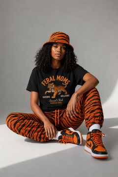 Feral Moms Tiger T-Shirt — 'Raising Rebellions' Vintage Cat Mom Tee