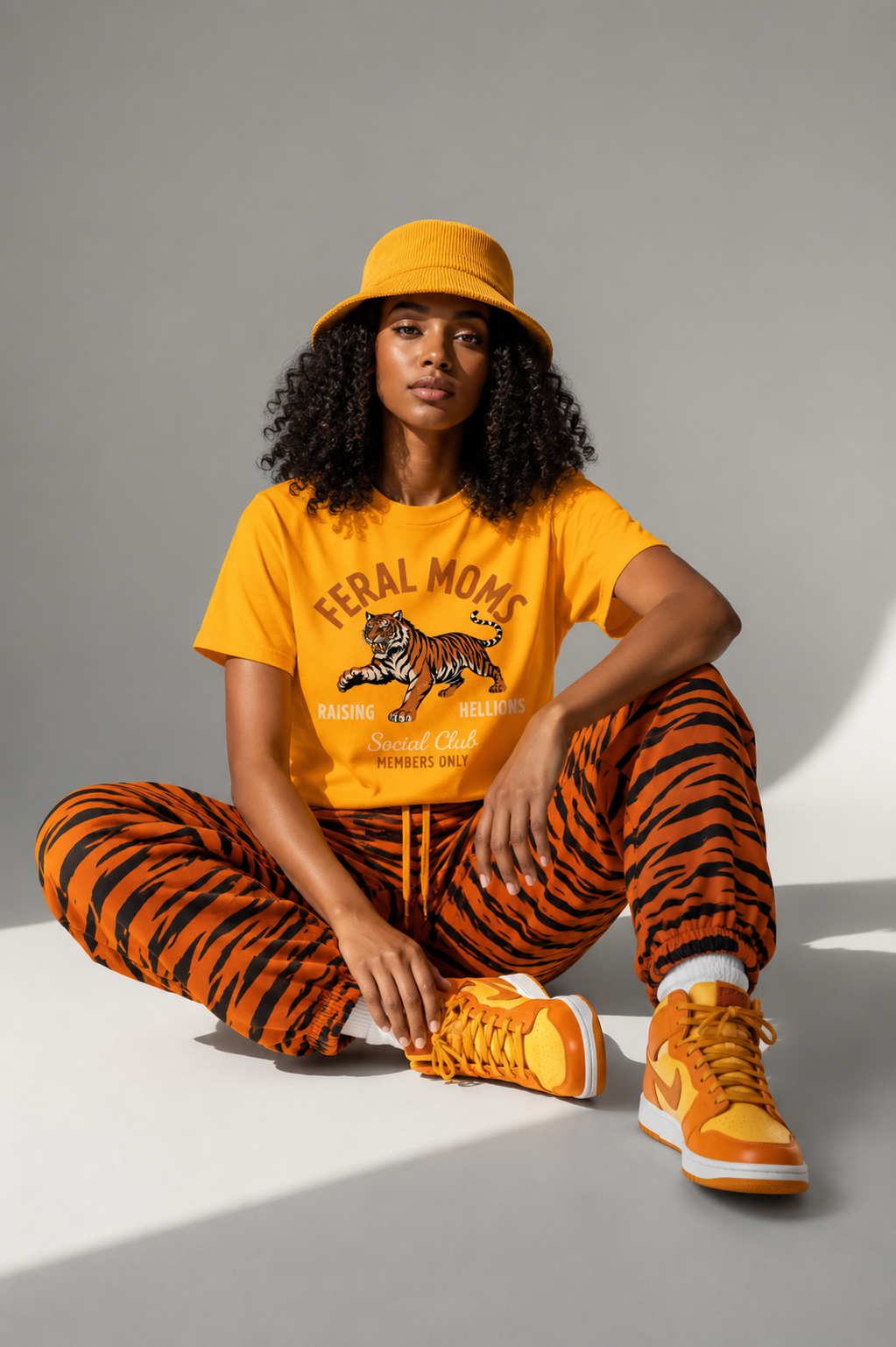 Feral Moms Tiger T-Shirt — 'Raising Rebellions' Vintage Cat Mom Tee