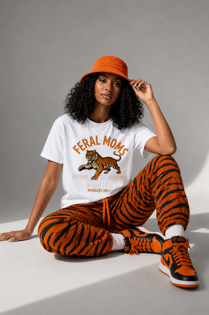 Feral Moms Tiger T-Shirt — 'Raising Rebellions' Vintage Cat Mom Tee