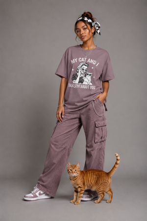 T-Shirt — "My Cat and I Talk Shit About You" Vintage Cat Lover Tee