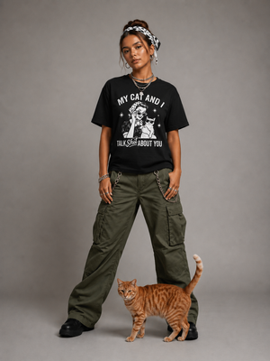 T-Shirt — "My Cat and I Talk Shit About You" Vintage Cat Lover Tee