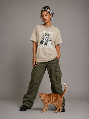 T-Shirt — "My Cat and I Talk Shit About You" Vintage Cat Lover Tee