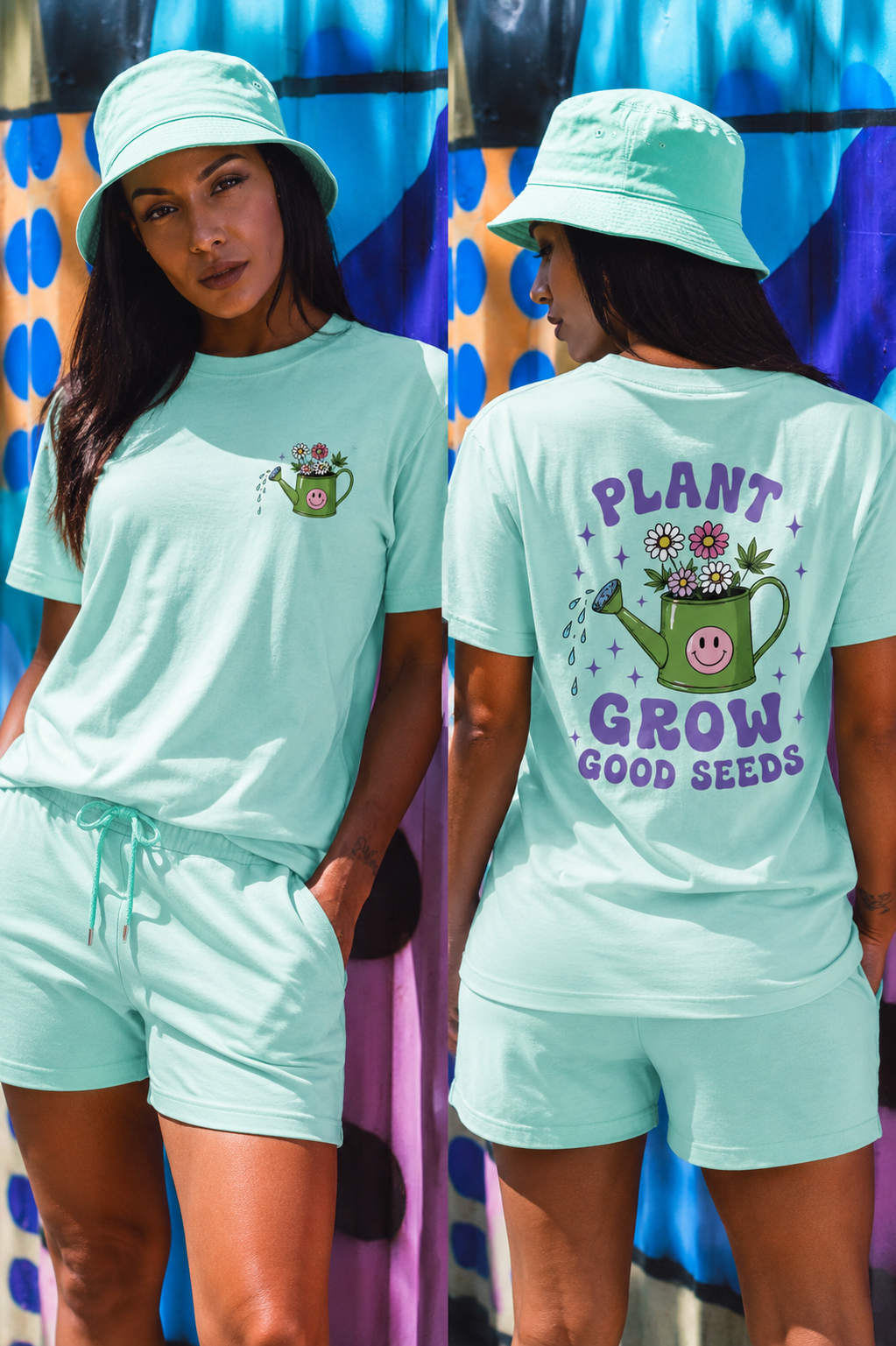 Plant Grow Tee – 'Plant Grow Good Seeds' Watering Can Flower T-Shirt