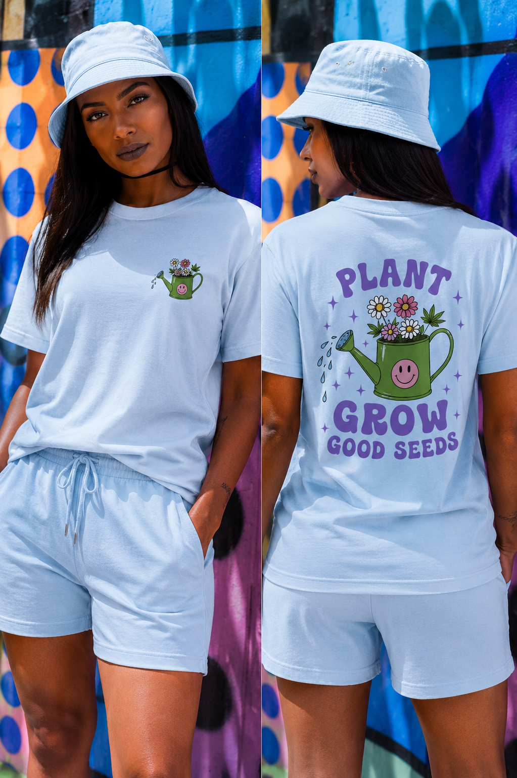 Plant Grow Tee – 'Plant Grow Good Seeds' Watering Can Flower T-Shirt