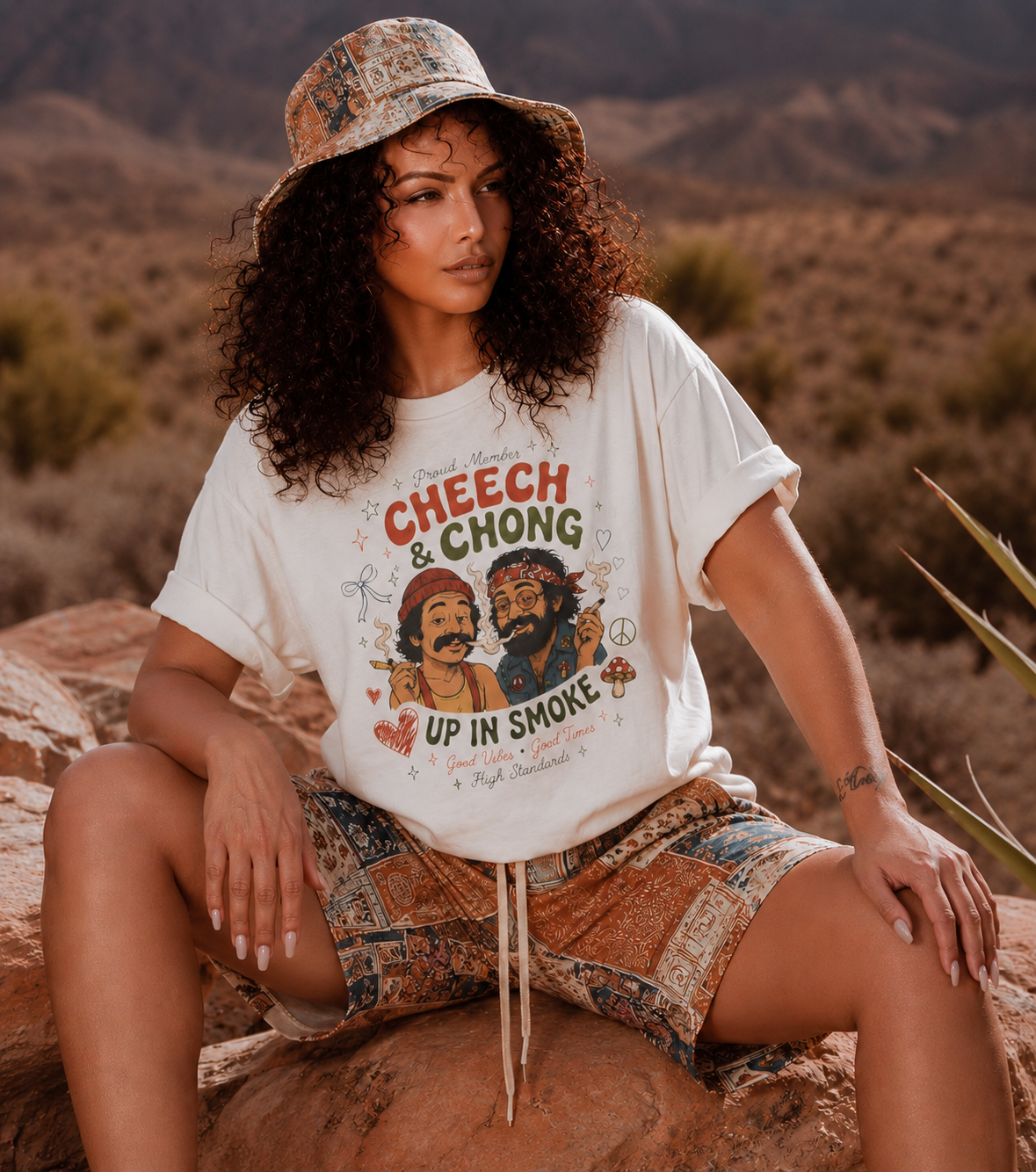 Vintage Stoner Graphic Tee — "Up in Smoke" Retro Comedy Design