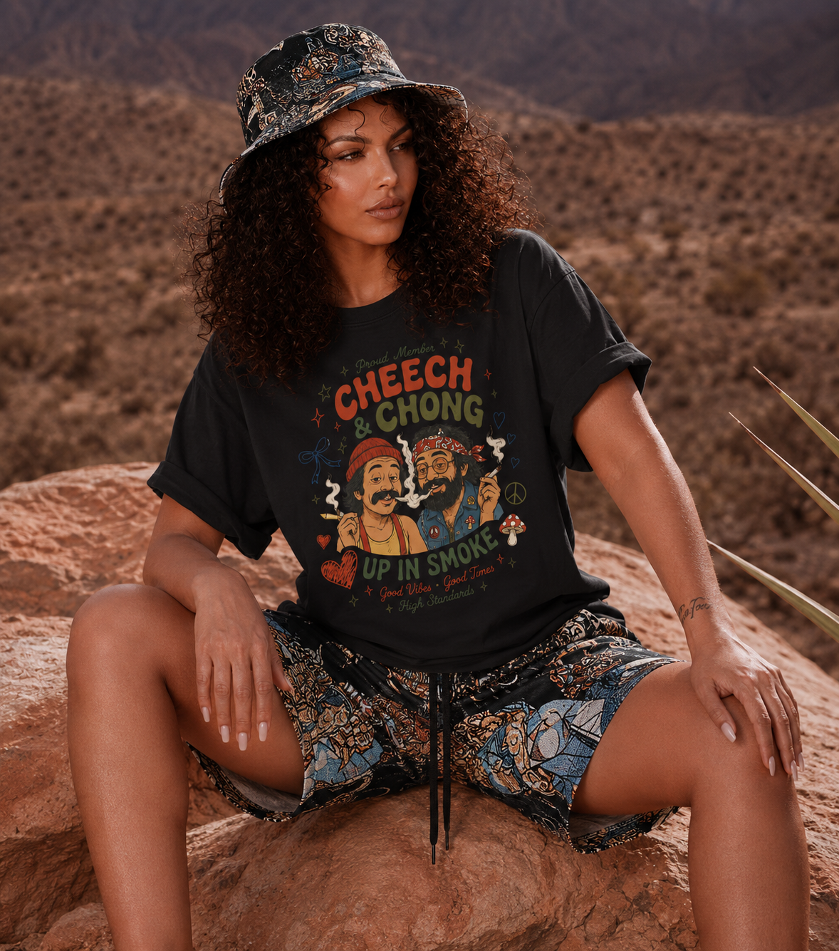 Vintage Stoner Graphic Tee — "Up in Smoke" Retro Comedy Design
