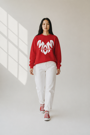 Mom Heart Crewneck Sweatshirt — Cozy Mother's Day Gift
