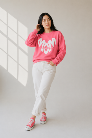 Mom Heart Crewneck Sweatshirt — Cozy Mother's Day Gift