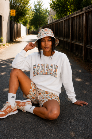 Mama Floral Crewneck Sweatshirt — Floral Block Letter MAMA Pullover