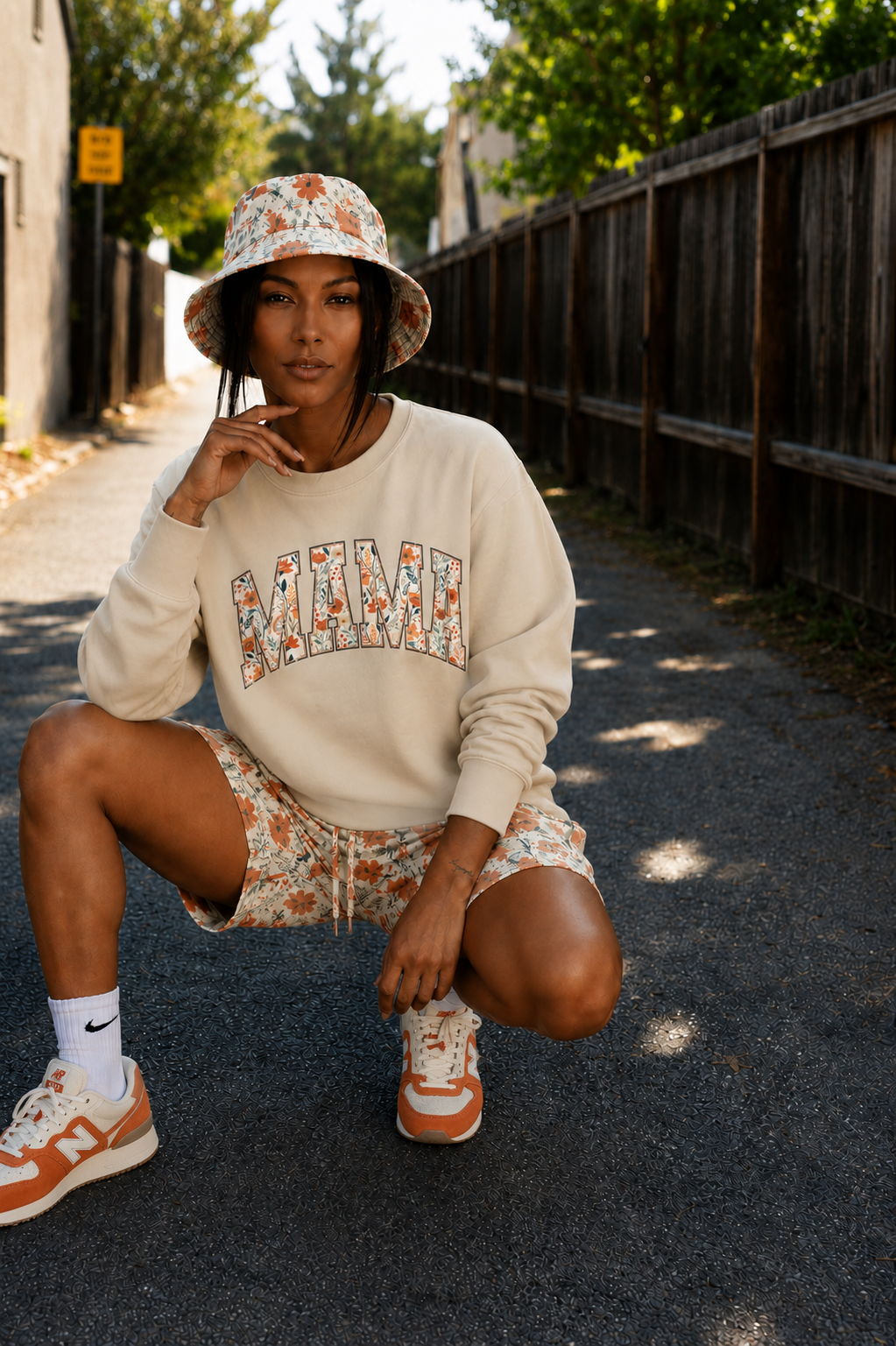 Mama Floral Crewneck Sweatshirt — Floral Block Letter MAMA Pullover
